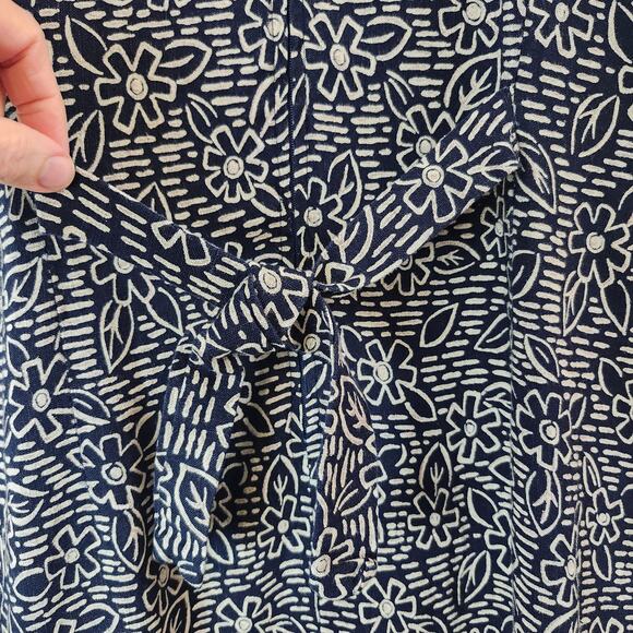 Positive Influence VTG Women's SZ 16 Maxi Short Sleeve Navy/Beige Linen Blend - Picture 6 of 13